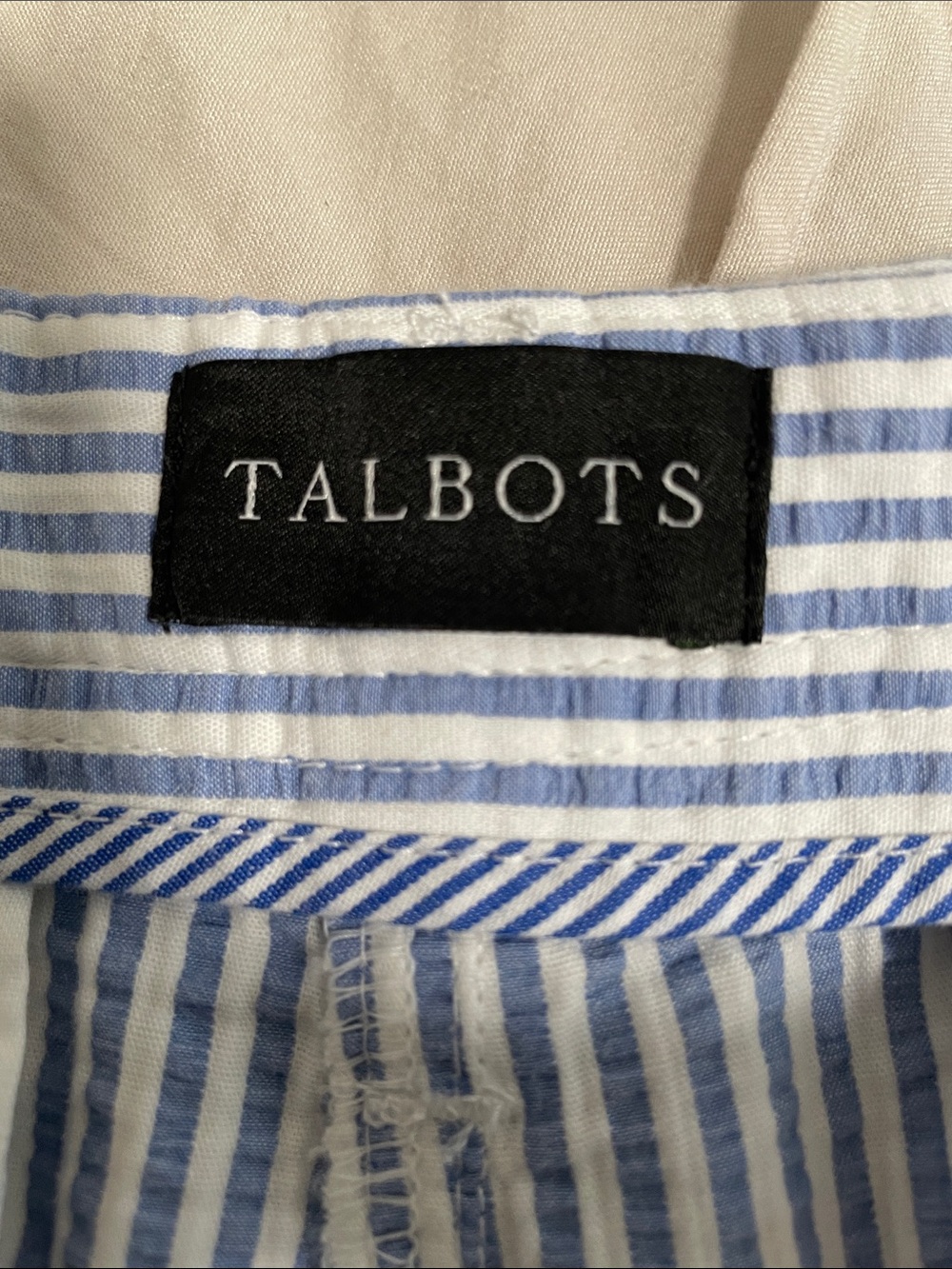 NWT Talbots Blue and White Striped Cropped Pants, Size 12P - Picture 2 of 6